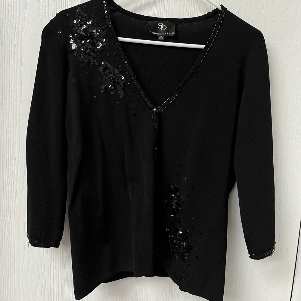 Embellished Black Dressy Cardigan Medium
